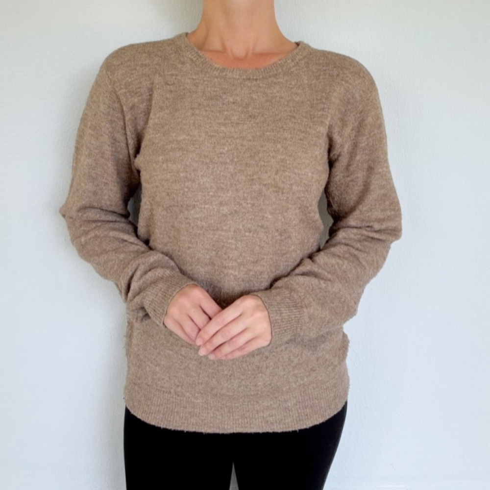 KORI America brown crewneck spandex stretch long sleeve sweater size small